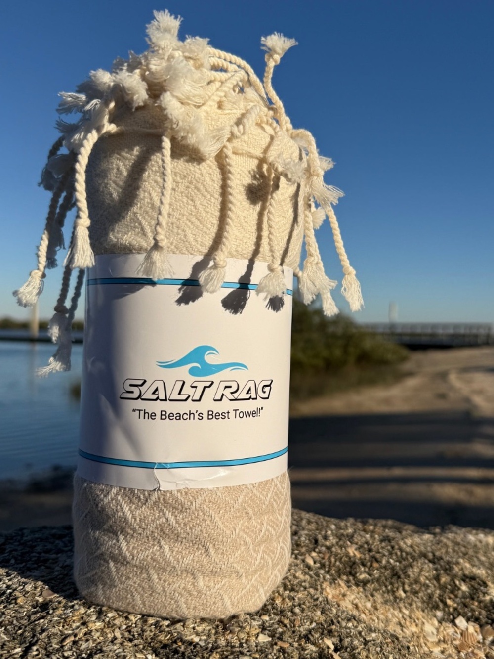 Wave Rag Tan — Salt Rag™ Sand-Resistant Turkish Beach Towel